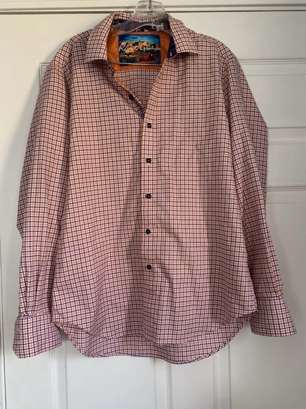 Robert Graham Men’s Medium Classic Fit Button Up Shirt Orange Purple